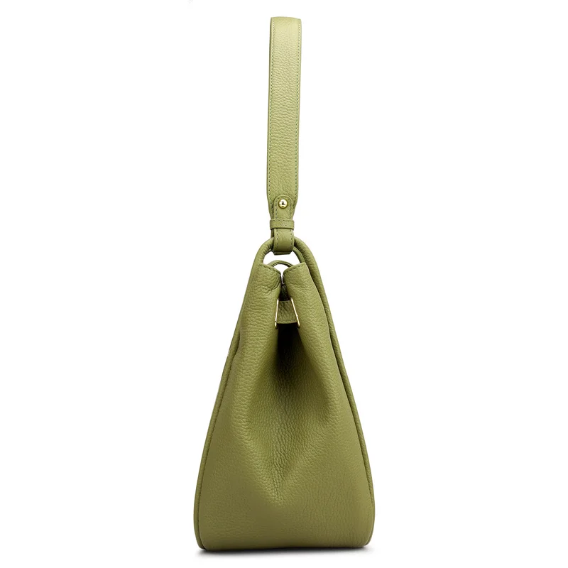 Da Milano Fern Medium Wax Leather Hobo - Fern for Women | Best Price UAE